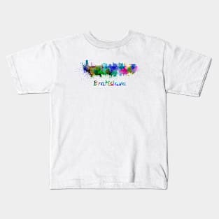 Bratislava skyline in watercolor Kids T-Shirt